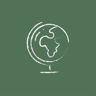 World globe on stand icon drawn in chalk N2