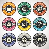 Set of Vector Achievement Badges Flat Labels Collection