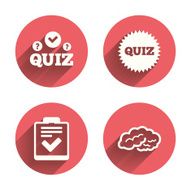 Quiz icons Checklist and human brain symbols N14