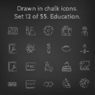 Education icon set drawn in chalk N2