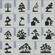 Bonsai Types Silhouette Vector Image