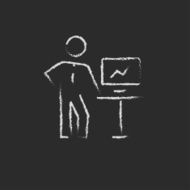 Business presentation icon drawn in chalk N6