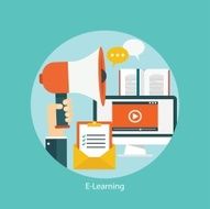 E-learning online education concept flat styled icon N2