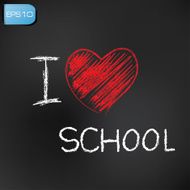I love school on blackboard background vector