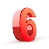 3d shiny red number 6 N4