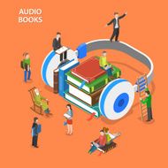 Audio books isometric flat vector concept