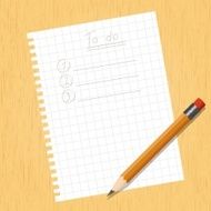 Sheet square and a pencil