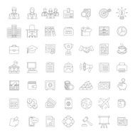 Flat thin line business and finance icons
