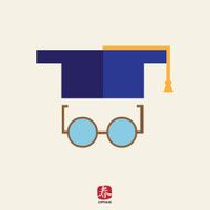 Graduation cap and glasses