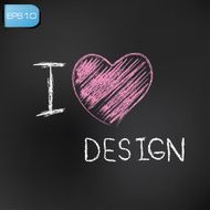 I love design on blackboard background vector