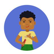 Schoolboy with ruler and compasses N2