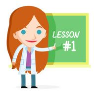 girl teacher with a chalkboard