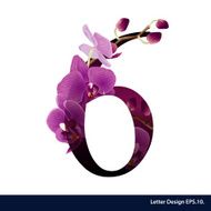 Alphabet number six with flower Vector illustration N2