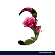 Alphabet numbers with flower Vector illustration N2