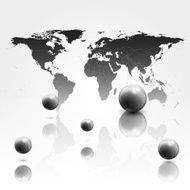 World mab background with 3D spheres vector illustration