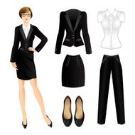 Business girl or professor in official black suit N3