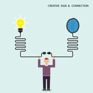 Businessman finance and creative light bulb brain symbol