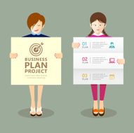 Business woman holding presentation project plan