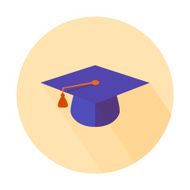 Flat long shadow graduation hat