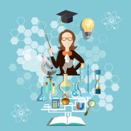 Education concept teacher in the classroom chemistry