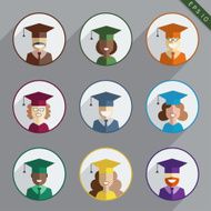 Graduation Man and Women Education Icon Set