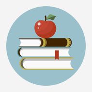 Books with apple flat icon