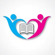 happy students with book icon educational symbol stock vector N2