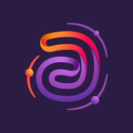 Letter A one line with atoms orbits colorful logo
