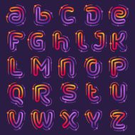 Full alphabet one line colorful letters with atoms orbits N2