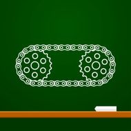 Chain with cogwheels drawing on board