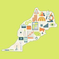 Map of Morocco with technology icons