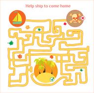 Rebus vector Funny labyrinth with ship and pirates Cartoon N2