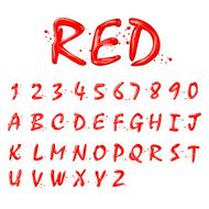 liquid red alphabets and numbers collection N2