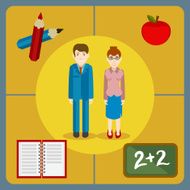 Flat style icons of a pair teachers