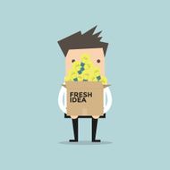 businessman with fresh idea bulb in a box
