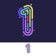 Number one colorful line fingerprint icon