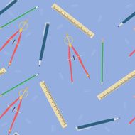 seamless pattern of pencils pens rulers and paper clips