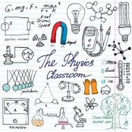 Physics and science elements doodles set Hand drawn sketch vector N2