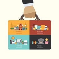 Business investment concept infographic businessman hand hold bu