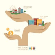 Business investment concept infographic hand step to successful