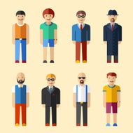 Male figure avatars flat style vector icons