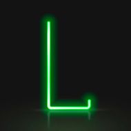 3d green neon light letter L