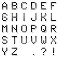 Black pixel alphabet (with punctuation) with shado