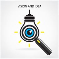 vision and ideas sign eye icon light bulb symbol search