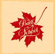 Back To School retro label with maple