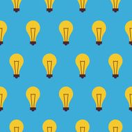 Flat Vector Seamless Pattern Creativity Idea Lamp