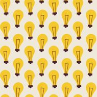 Flat Vector Seamless Pattern with Light Bulbs