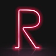 3d red neon light letter R