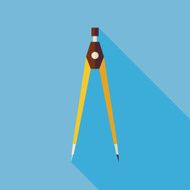 Flat Office Measurement Instrument Compasses Illustration with l