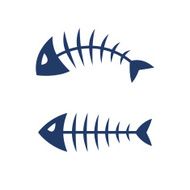 Fish bone skeleton vector icon logo design